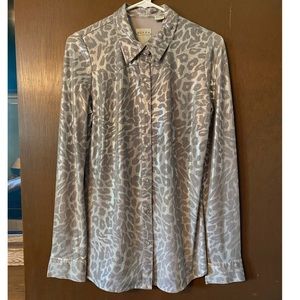 Satin Show Shirt Silver Cheetah